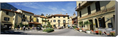 Framed Tourists Sitting At An Outdoor Cafe, Menaggio, Italy Print