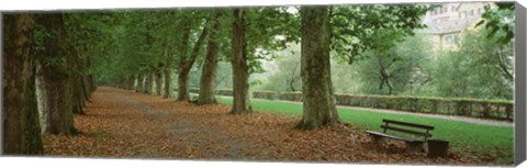 Framed City Park w/ bench in autumn Tubingen Germany Print