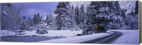 Framed Winter Road, Yosemite Park, California, USA Print