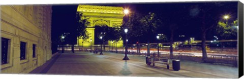 Framed France, Paris, Arc de Triomphe lit up at night Print