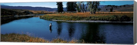 Framed Trout fisherman Slough Creek Yellowstone National Park WY Print