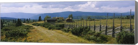 Framed Farmhouses in a field, Gudbrandsdalen, Oppland, Norway Print