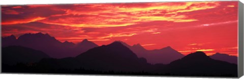 Framed Sundown Austrian Mts South Bavaria Germany Print