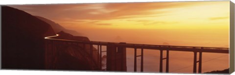 Framed Dusk Hwy 1 w/ Bixby Bridge Big Sur CA USA Print
