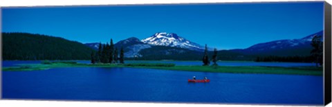Framed South Sister canoeing Sparks Lake OR USA Print
