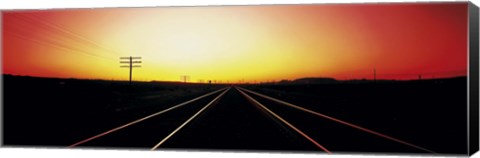 Framed Santa Fe Railroad Tracks, Daggett, California, USA Print