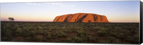 Framed Landscape with sandstone formation at dusk, Uluru, Uluru-Kata Tjuta National Park, Northern Territory, Australia Print