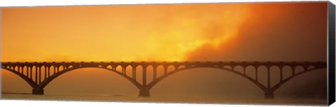 Framed Sunset Fog And Highway 101 Bridge CA Print