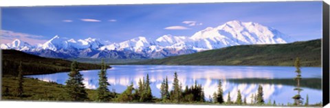 Framed Snow Covered Mountains, Wonder Lake, Denali National Park, Alaska Print