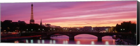 Framed Sunset, Romantic City, Eiffel Tower, Paris, France Print