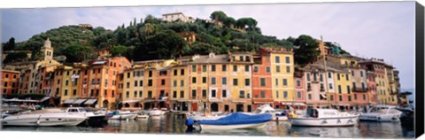 Framed Harbor Houses Portofino Italy Print