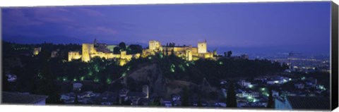 Framed Palace lit up at dusk, Alhambra, Granada, Andalusia, Spain Print