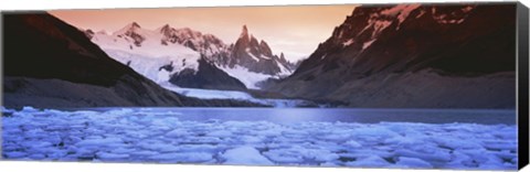 Framed Mountains covered in snow, Laguna Torre, Los Glaciares National Park, Patagonia, Argentina Print