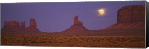 Framed Moon over Monument Valley Tribal Park, Arizona Print