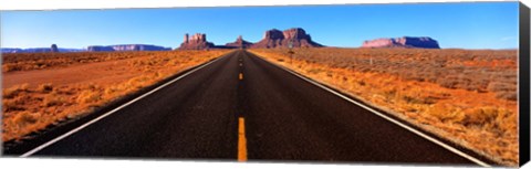 Framed Empty Road, Clouds, Blue Sky, Monument Valley, Utah, USA, Print