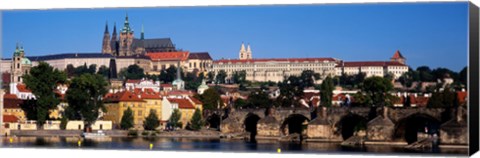 Framed Bridge over the Vltava River, Prague, Czech Republic Print