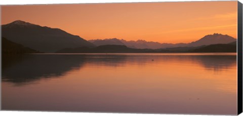 Framed Lake Zug in the Evening Mt Rigi &amp; Mt Pilatus  Switzerland Print