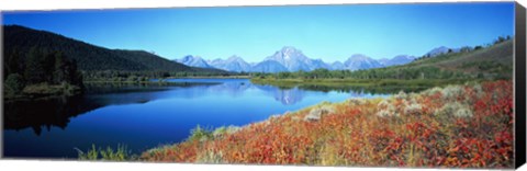 Framed Reflection of mountain in a river, Oxbow Bend, Teton Range, Grand Teton National Park, Wyoming, USA Print