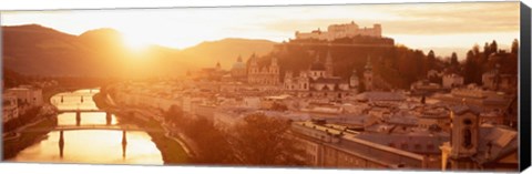 Framed Austria, Salzburg, Sunrise over Salzach River Print