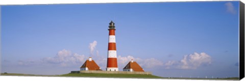 Framed Lighthouse on a landscape, Westerhever Lighthouse, Schleswig-Holstein, Germany Print