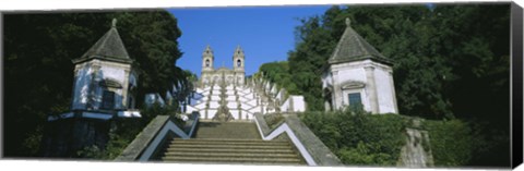 Framed Low angle view of a cathedral, Steps of the Five Senses, Bom Jesus Do Monte, Braga, Portugal Print