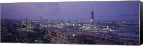 Framed Barcelona, Spain at Dusk Print