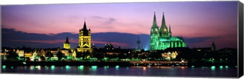 Framed Cityscape At Dusk, Cologne, Germany Print