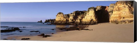 Framed Rock formations on the coast, Algarve, Lagos, Portugal Print
