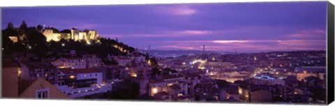 Framed Elevated View Of The City, Skyline, Cityscape, Lisbon, Portugal Print