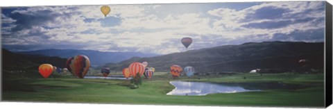 Framed Hot Air Balloons, Snowmass, Colorado, USA Print