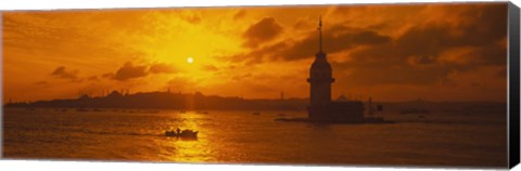 Framed Sunset over a river, Bosphorus, Istanbul, Turkey Print