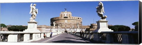 Framed Statues on both sides of a bridge, St. Angels Castle, Rome, Italy Print