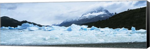 Framed Glacier on a mountain range, Grey Glacier, Torres Del Paine National Park, Patagonia, Chile Print