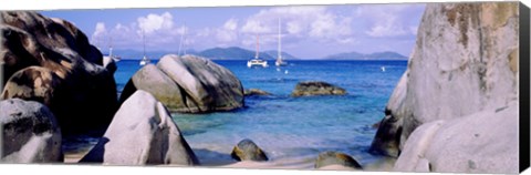 Framed Boulders on a coast, The Baths, Virgin Gorda, British Virgin Islands Print