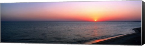 Framed Pink Sunet Over the Seascape, The Algarve Portugal Print