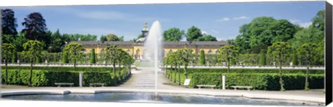 Framed Fountain in a garden, Potsdam, Germany Print