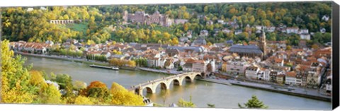 Framed Aerial view of Heidelberg Castle and city, Heidelberg, Baden-Wurttemberg, Germany Print