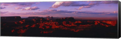 Framed Rock formations on a landscape, Monument Valley Tribal Park, Monument Valley, San Juan County, Arizona, USA Print