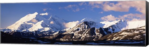 Framed Mountain covered with snow, Alaska Range, Denali National Park, Alaska, USA Print