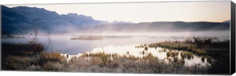 Framed Lake with mountains in the background, Canadian Rockies, Alberta, Canada Print