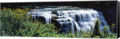 Framed Waterfall in a park, Middle Falls, Genesee, Letchworth State Park, New York State, USA Print