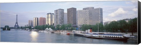 Framed Skyscrapers near a river, Paris, France Print