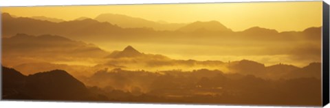 Framed Mountains with valley at sunset, Takachiho-Kyo, Miyazaki Prefecture, Kyushu, Japan Print