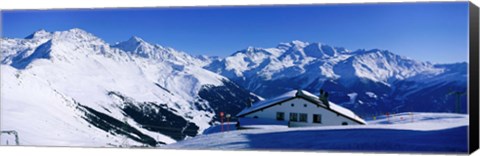 Framed Alpine Scene In Winter, Switzerland Print