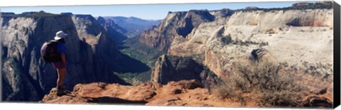 Framed Female hiker standing near a canyon, Zion National Park, Washington County, Utah, USA Print