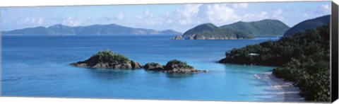 Framed US Virgin Islands, St. John, Trunk Bay, Tourists on vacations Print