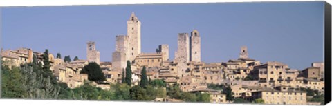 Framed Italy, Tuscany, Towers of San Gimignano, Medieval town Print