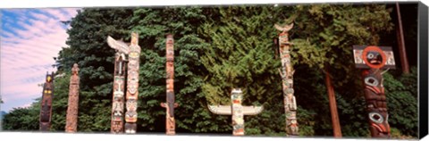 Framed Totem poles in a park, Stanley Park, Vancouver, British Columbia, Canada Print