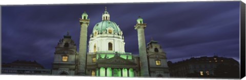 Framed Facade of St. Charles Church at Night, Austria Print