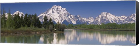 Framed Reflection of a mountain range in water, Oxbow Bend, Grand Teton National Park, Wyoming, USA Print